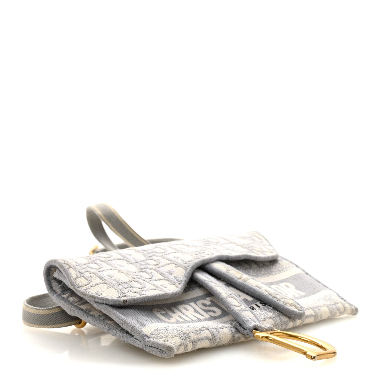 Christian Dior Oblique Slim Saddle Pouch Grey