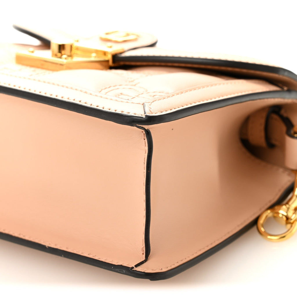 Gucci Calfskin GG Matelasse Mini Chain Top Handle Bag Light Pink