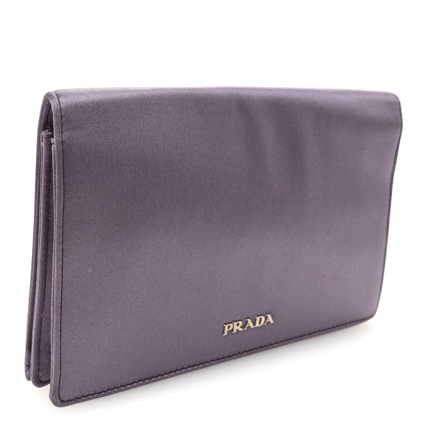Prada Satin Raso Crystal Embellished Clutch Mirtillo