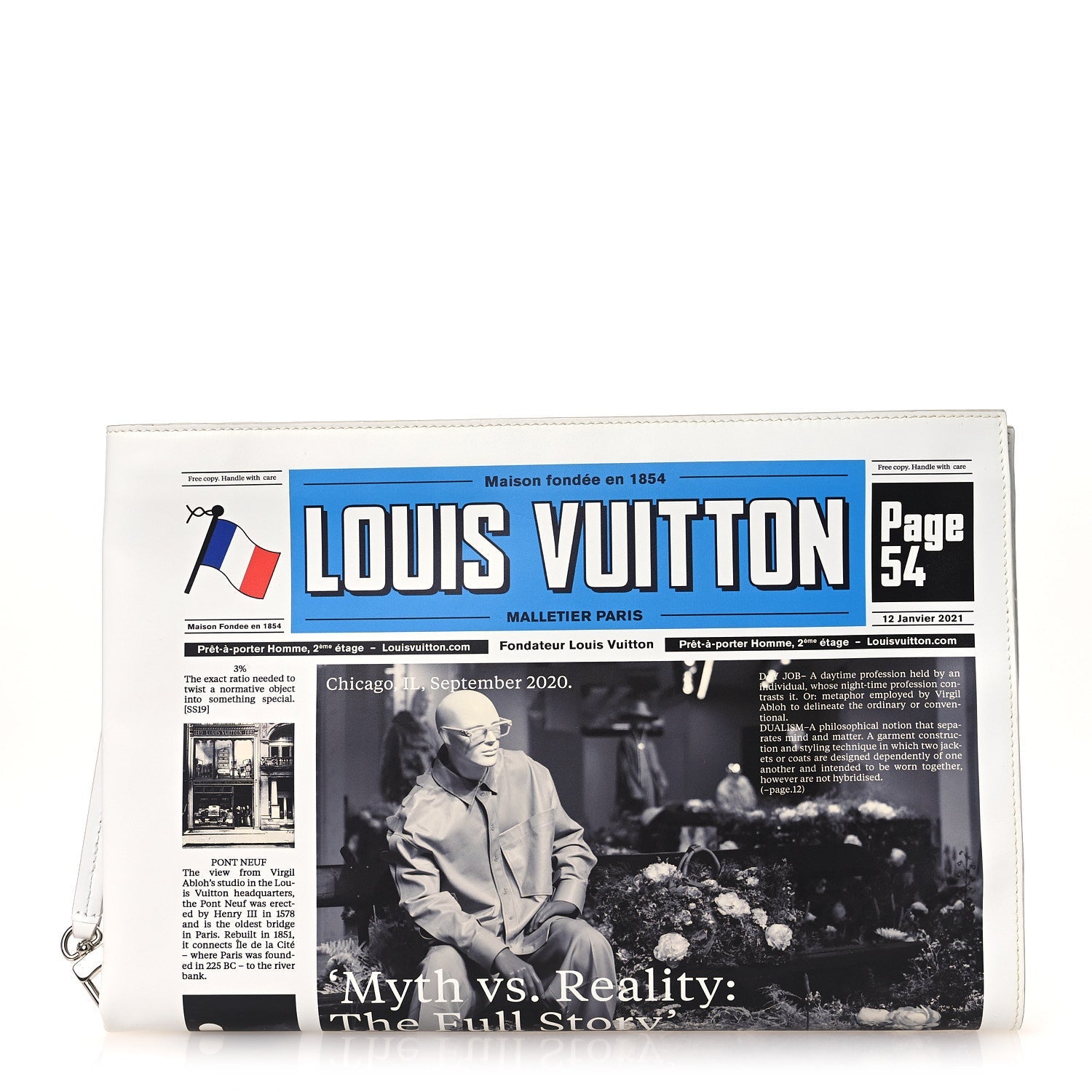 Louis Vuitton Calfskin Newspaper Print Pouch