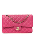 Chanel Lambskin Quilted Medium Double Flap Pink