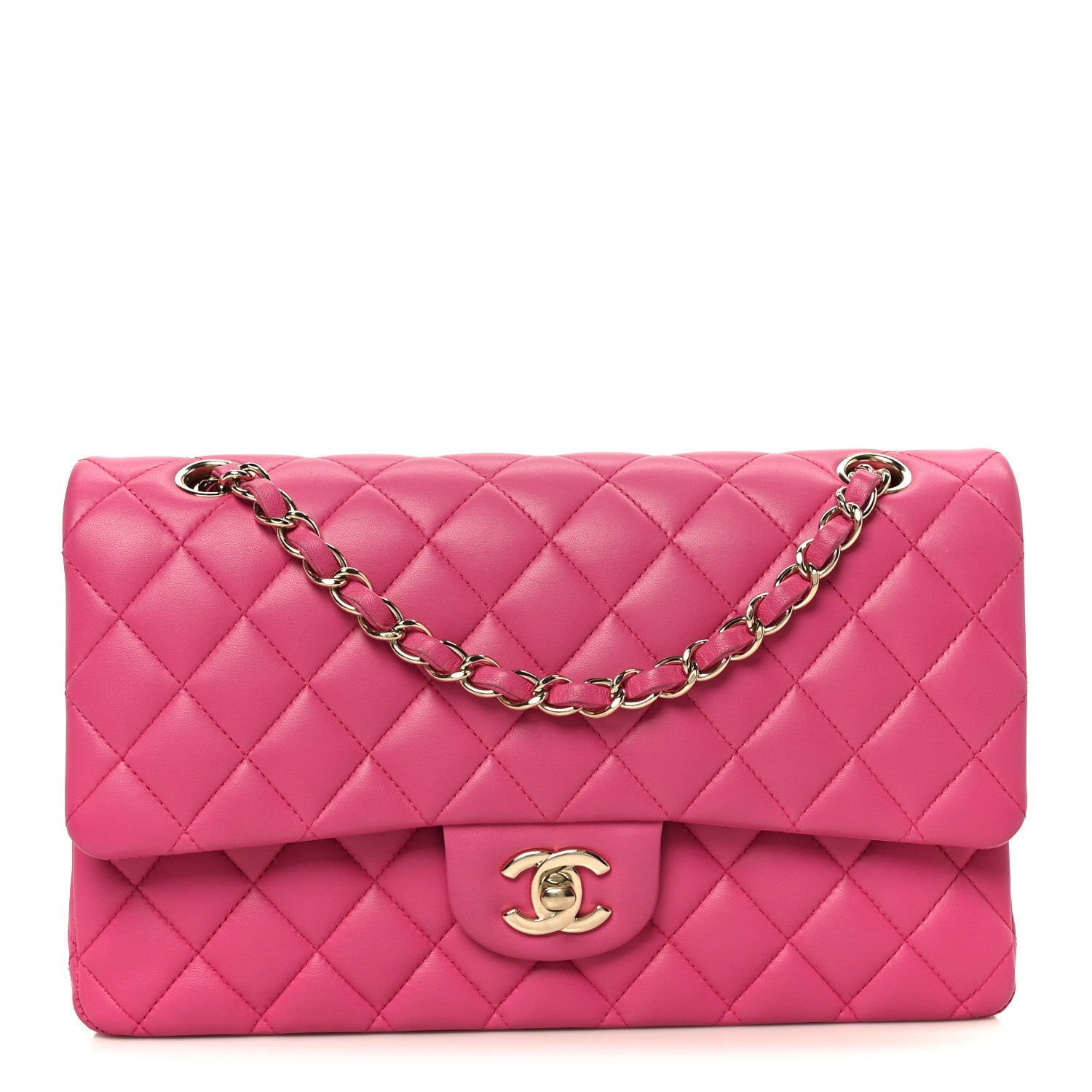 Chanel Lambskin Quilted Medium Double Flap Pink