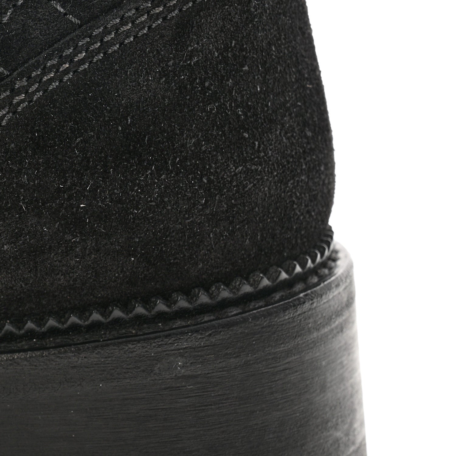 Chanel Suede Calfskin Quilted Lace Up Boots 38 Black