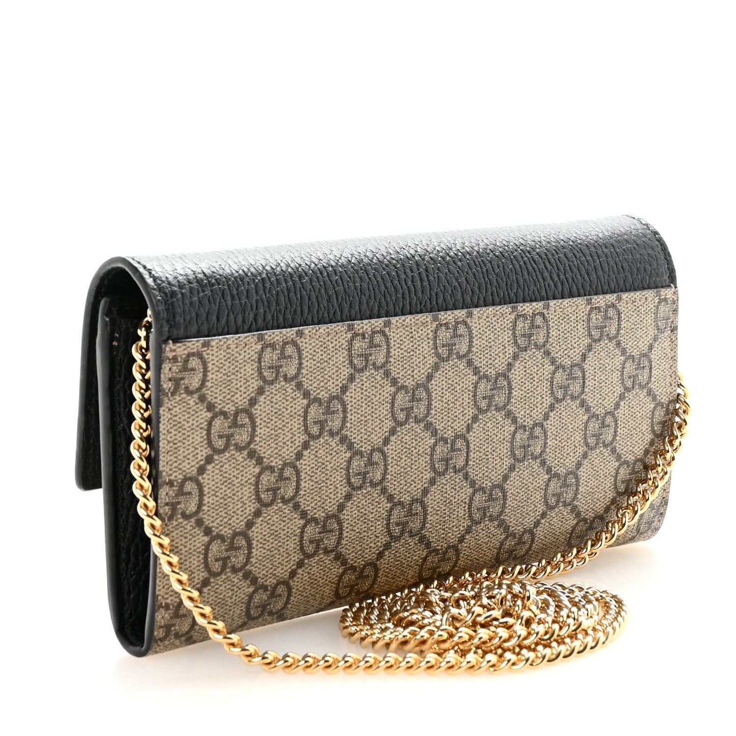 Gucci Dollar Calfskin GG Supreme Monogram Petite GG Marmont Wallet Chain Bag Black Beige Ebony
