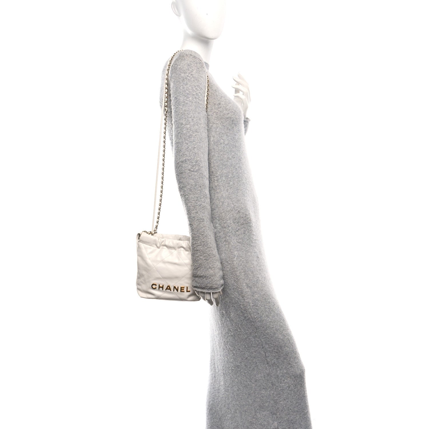 Chanel Shiny Calfskin Quilted Mini Chanel 22 White