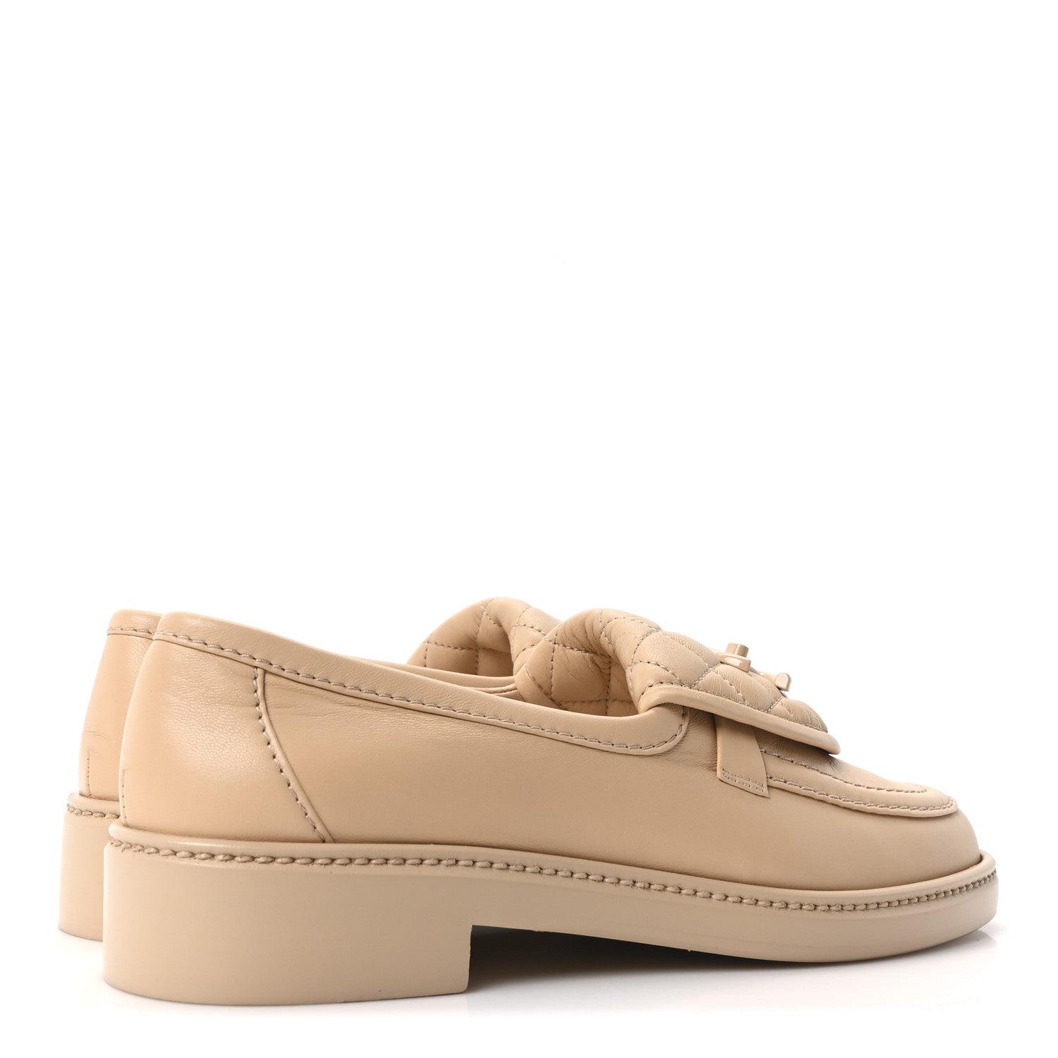 Lambskin Quilted CC Turnlock Loafers 37.5 Beige