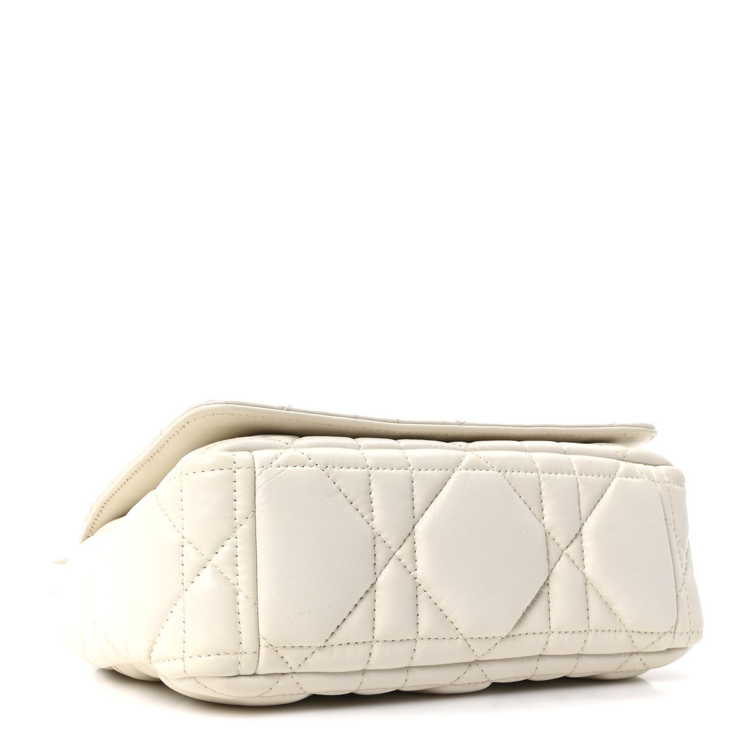 Christian Dior Calfskin Macrocannage Small Caro Bag White