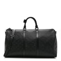 Louis Vuitton Calfskin Shadow Monogram Keepall Bandouliere 50 Black