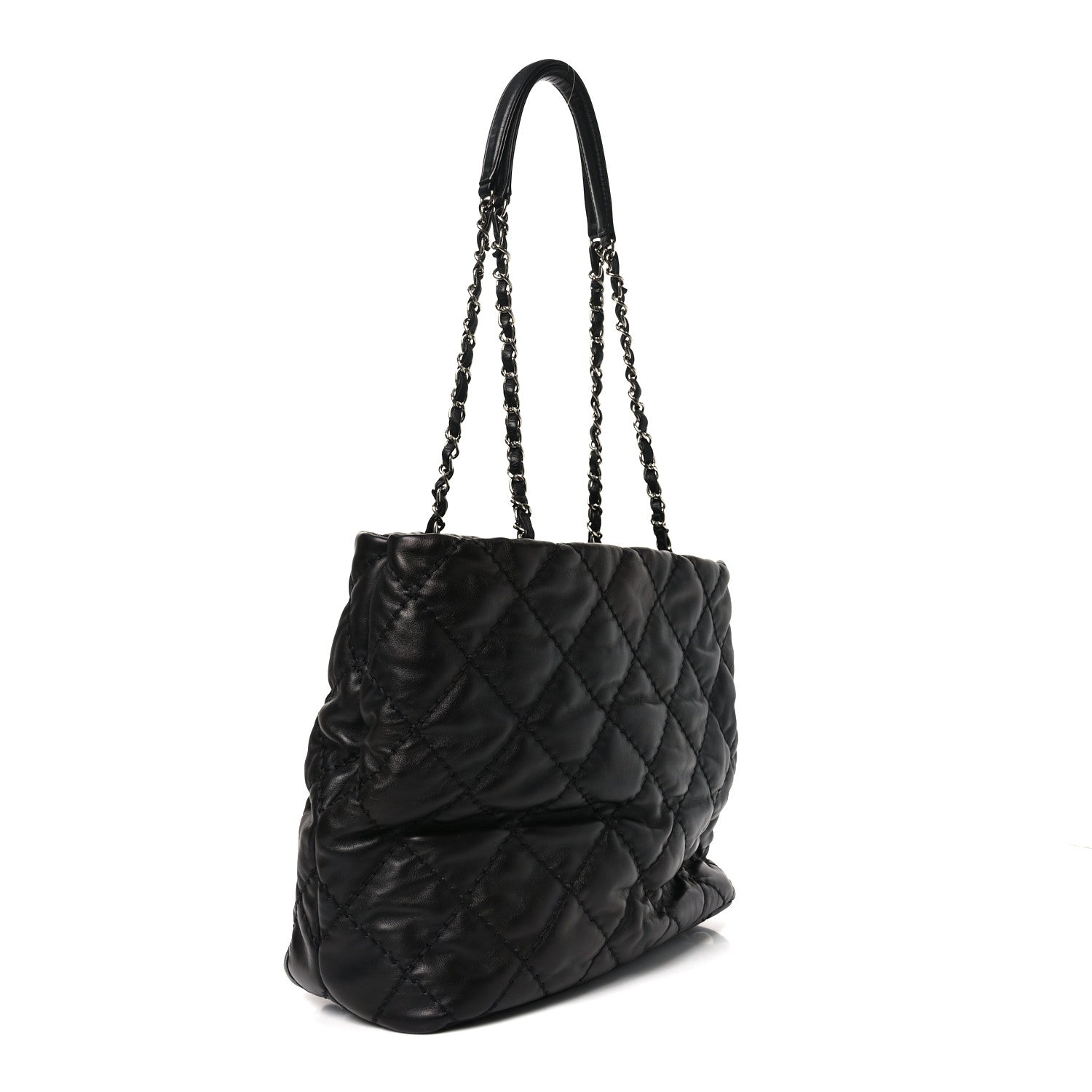 Chanel Calfskin Contrast Stitch Tote Black