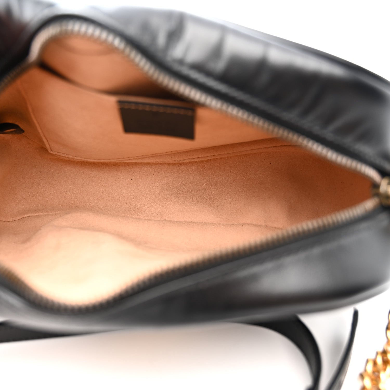 Gucci Calfskin Matelasse Small GG Marmont Chain Shoulder Bag Black