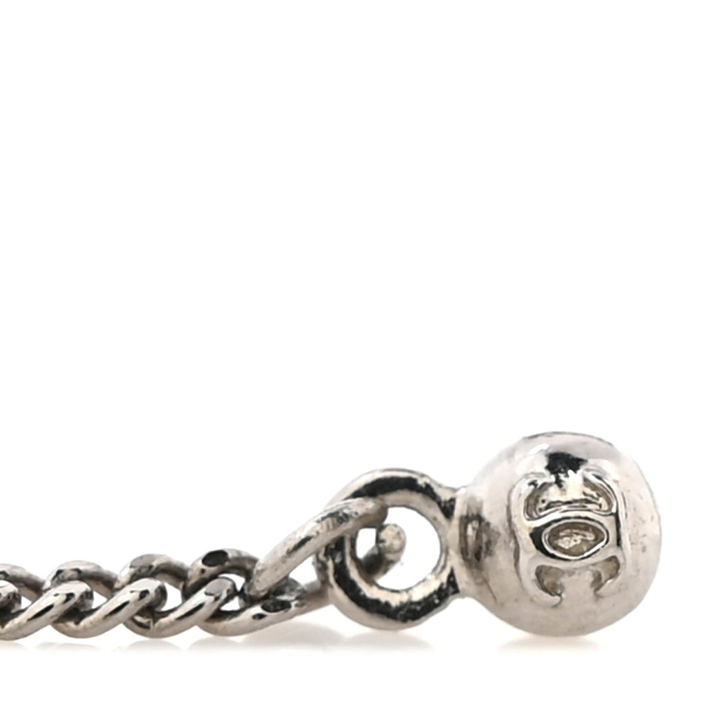 Baguette Crystal CC Drop Earrings Silver
