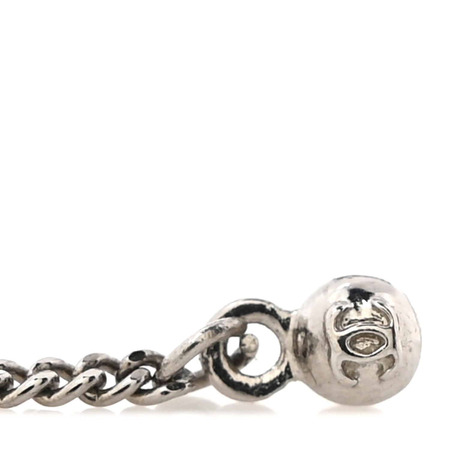 Baguette Crystal CC Drop Earrings Silver