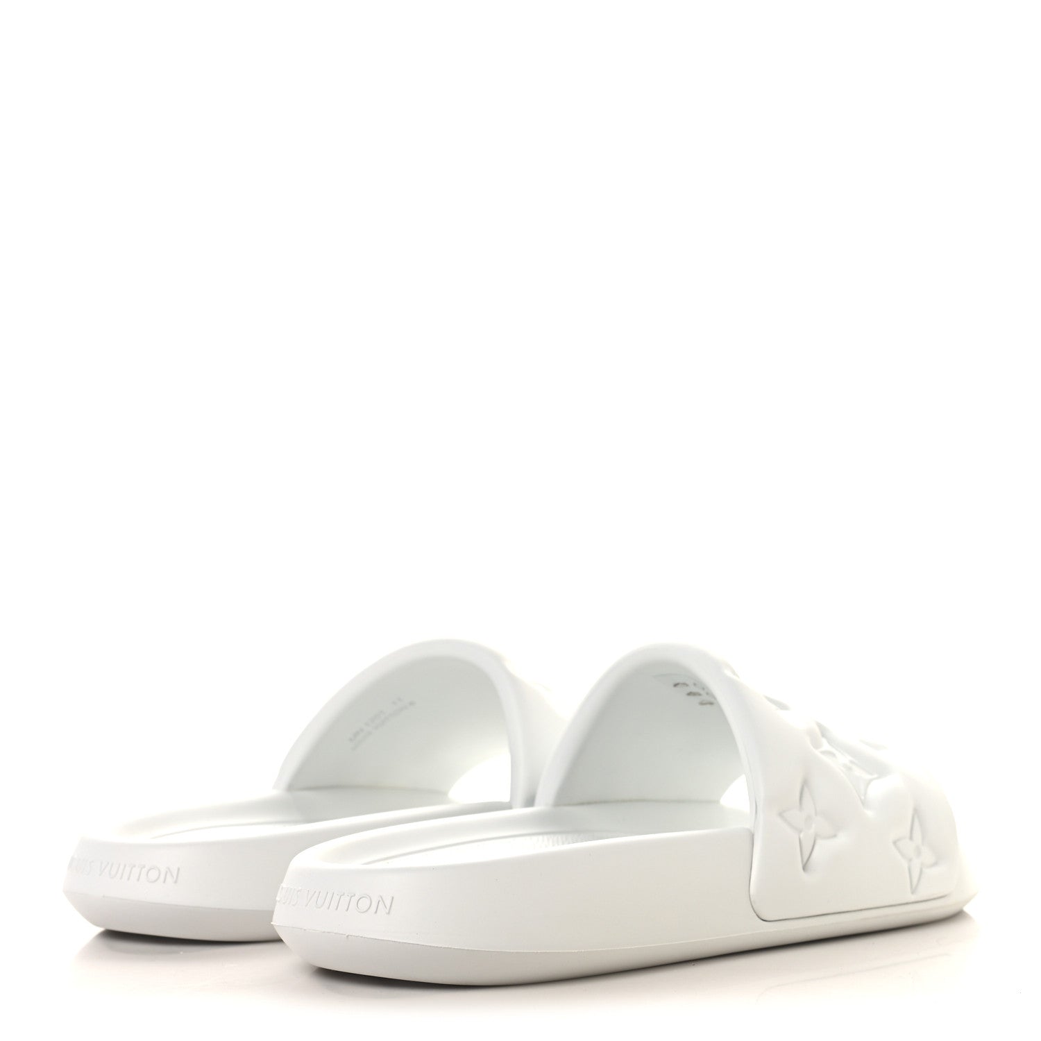 Louis Vuitton Rubber Embossed Monogram Mens Waterfront Mules 11 White
