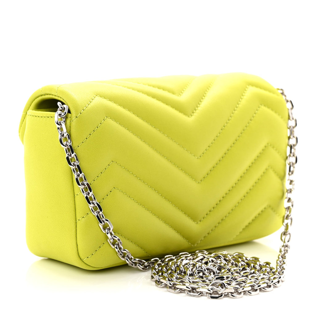 Gucci Lambskin Matelasse Mini GG Marmont Shoulder Bag Firefly