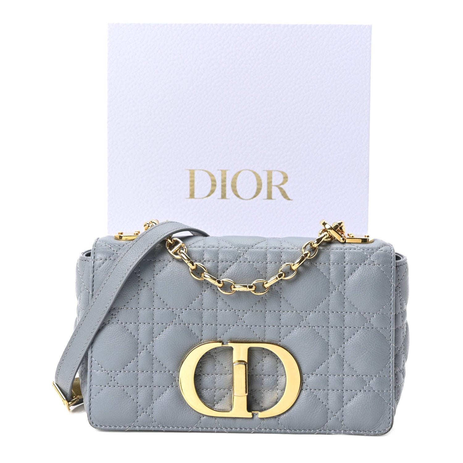 Christian Dior Calfskin Cannage Small Caro Bag Cloud Blue