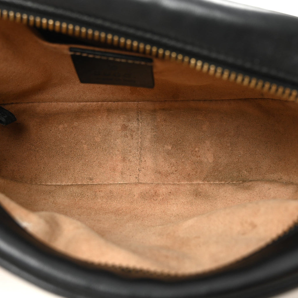 Gucci Calfskin Matelasse Mini GG Marmont Chain Shoulder Bag Black