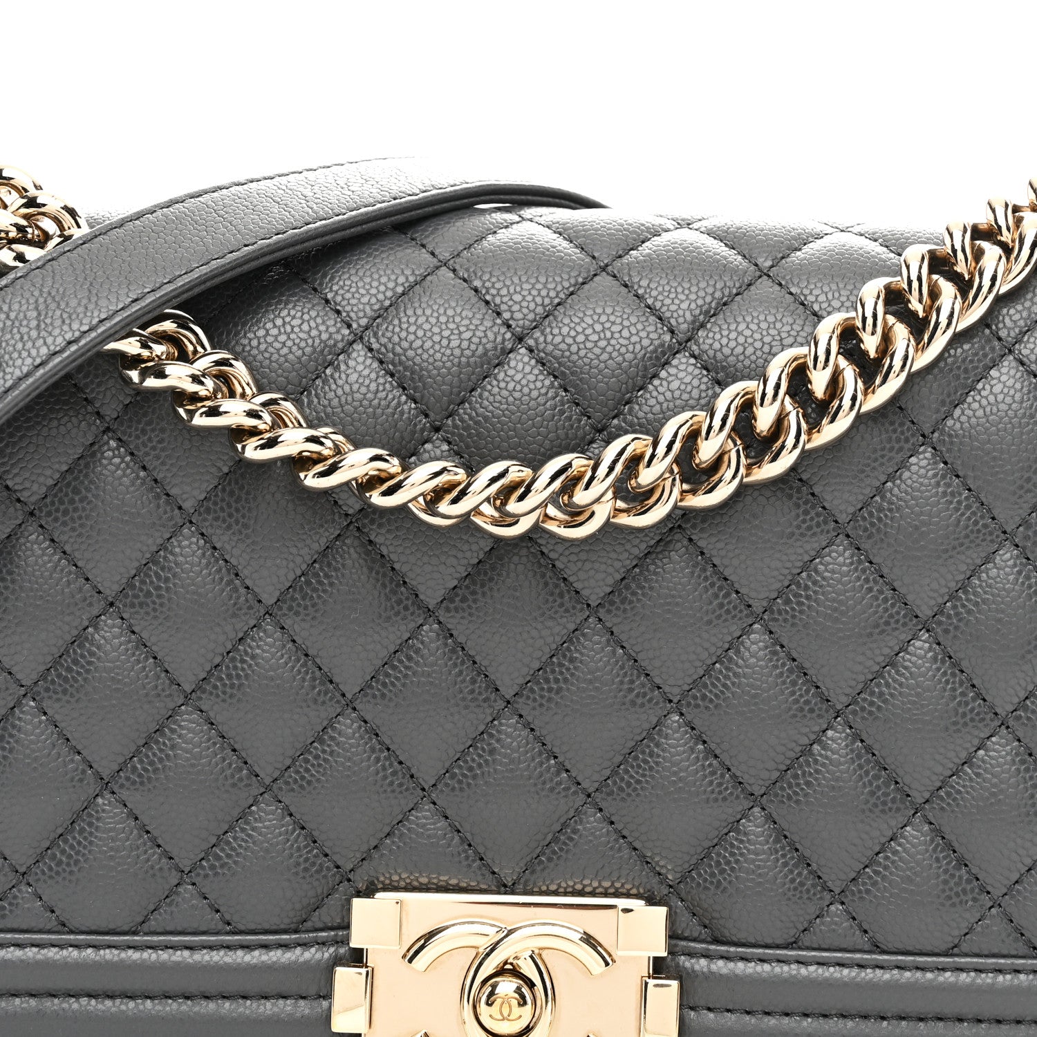 Chanel Caviar Quilted Medium Boy Flap Dark Grey