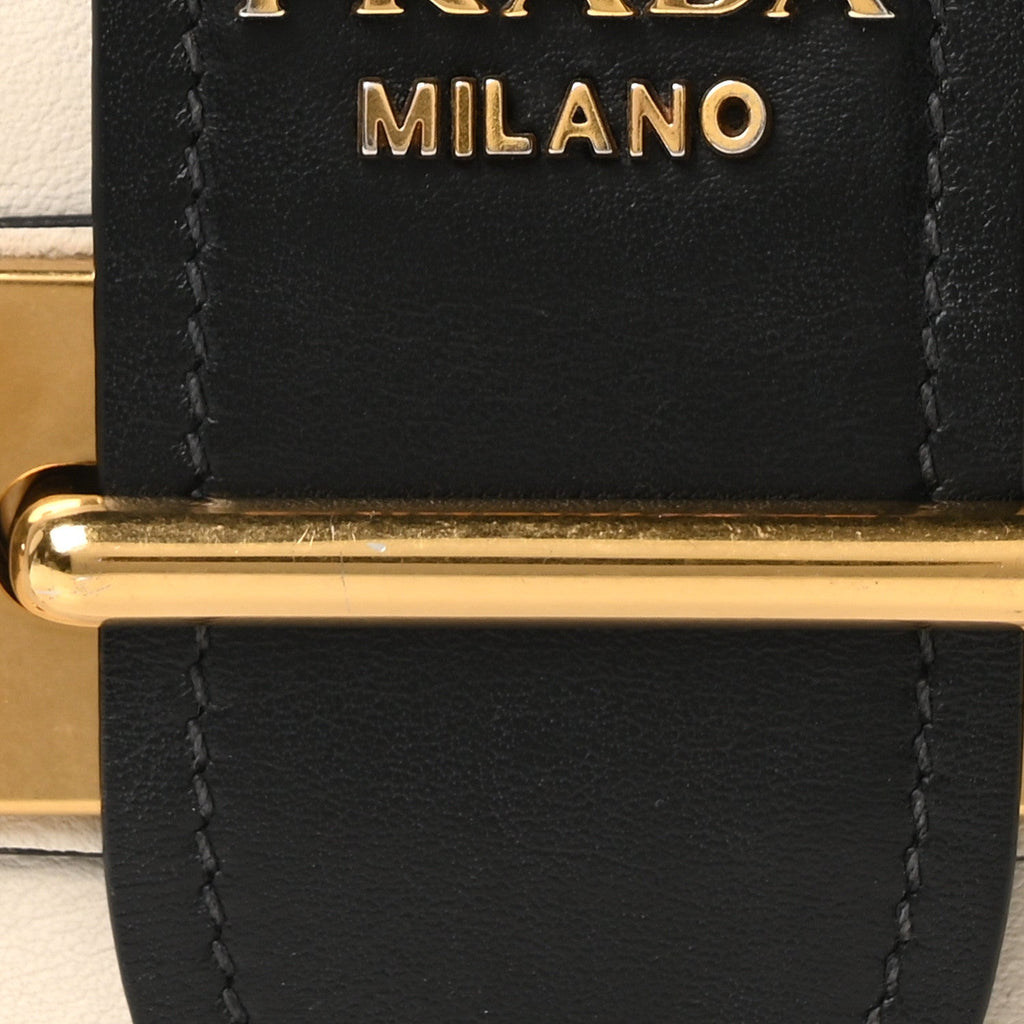 Prada City Calf Saffiano Cahier Bag Talco Black