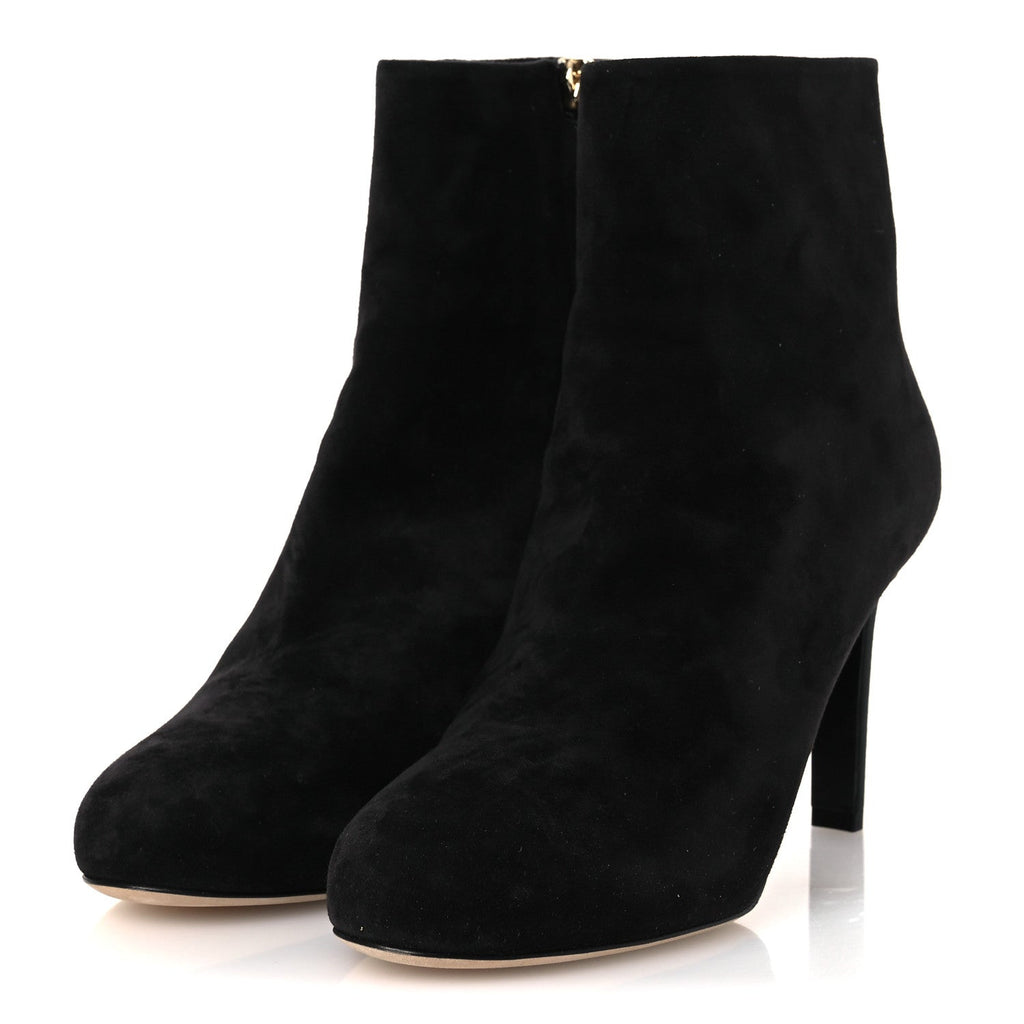 Chanel Suede Grosgrain CC Short Boots 36.5 Black