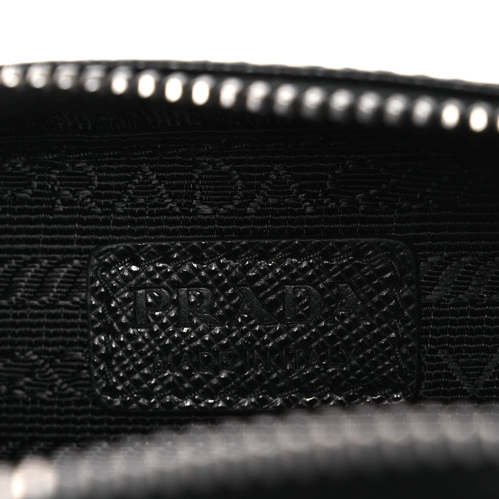 Prada Saffiano Travel Metal Triangle Logo Mini Pouch Shoulder Bag Black