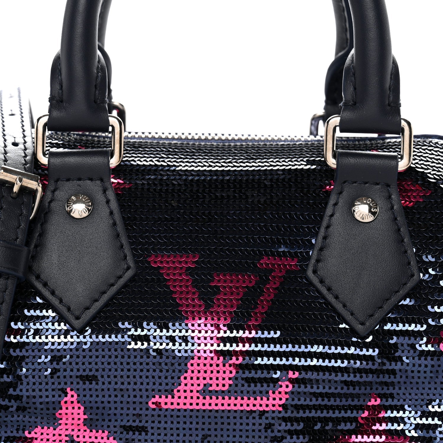 Louis Vuitton Giant Monogram Sequins Speedy Bandouliere 18 Navy Fuchsia