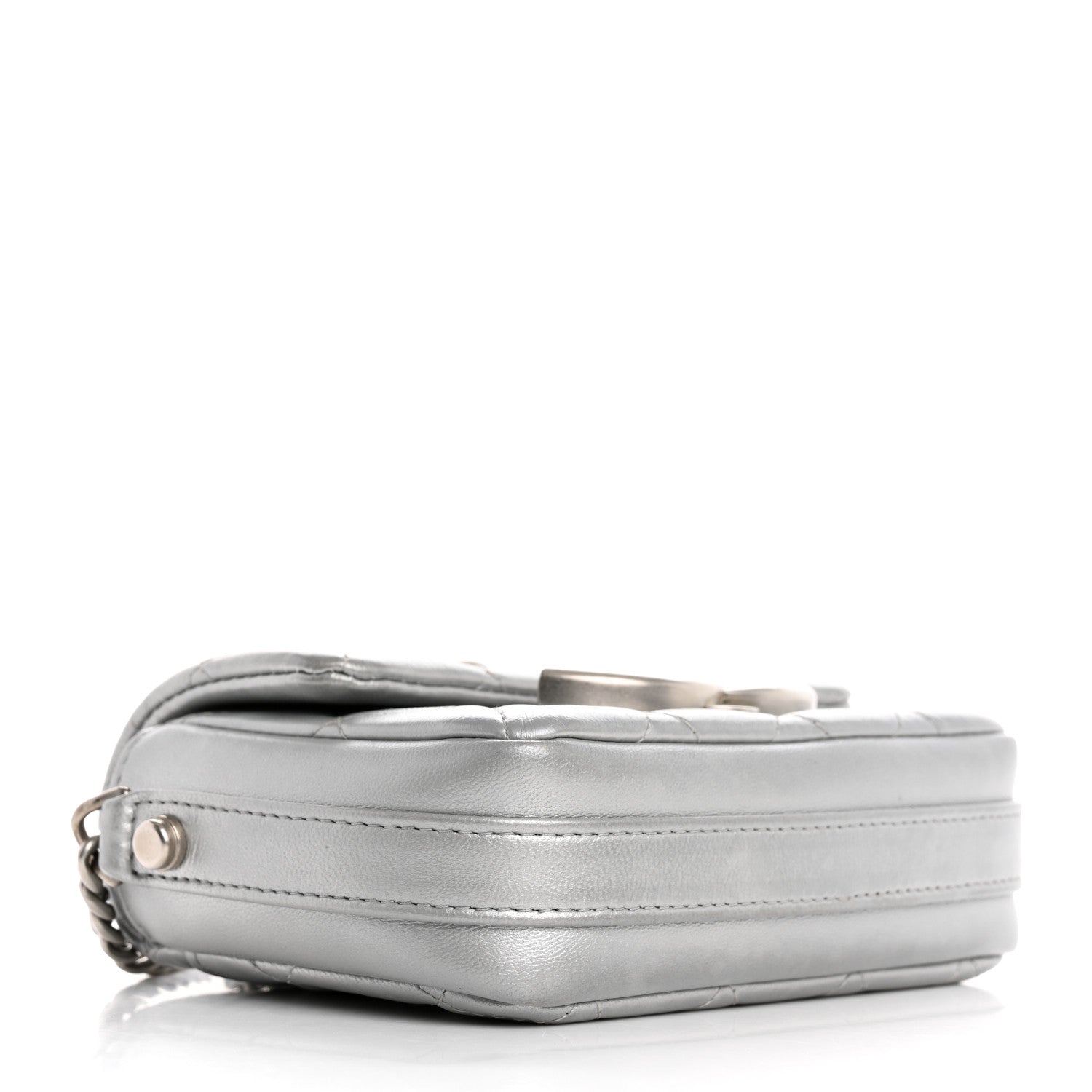 Chanel Metallic Lambskin Quilted Mini Giant CC Flap Argent