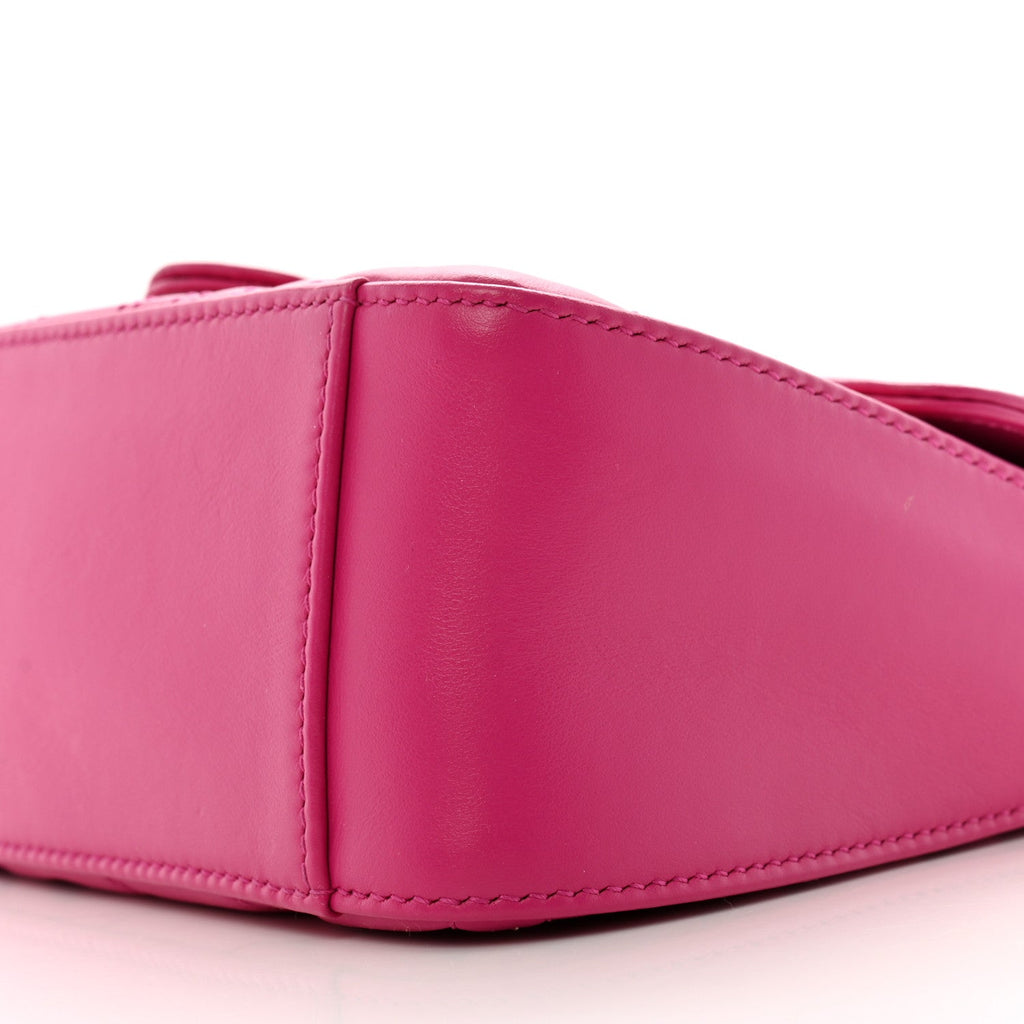 Gucci Calfskin Matelasse Monochrome Mini GG Marmont Top Handle Shoulder Bag Classic Fuxia