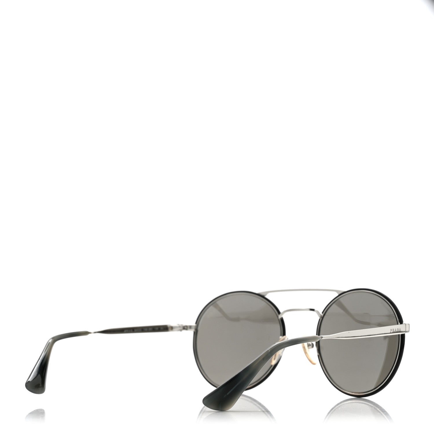 Prada Round Sunglasses SPR 51S Black Silver
