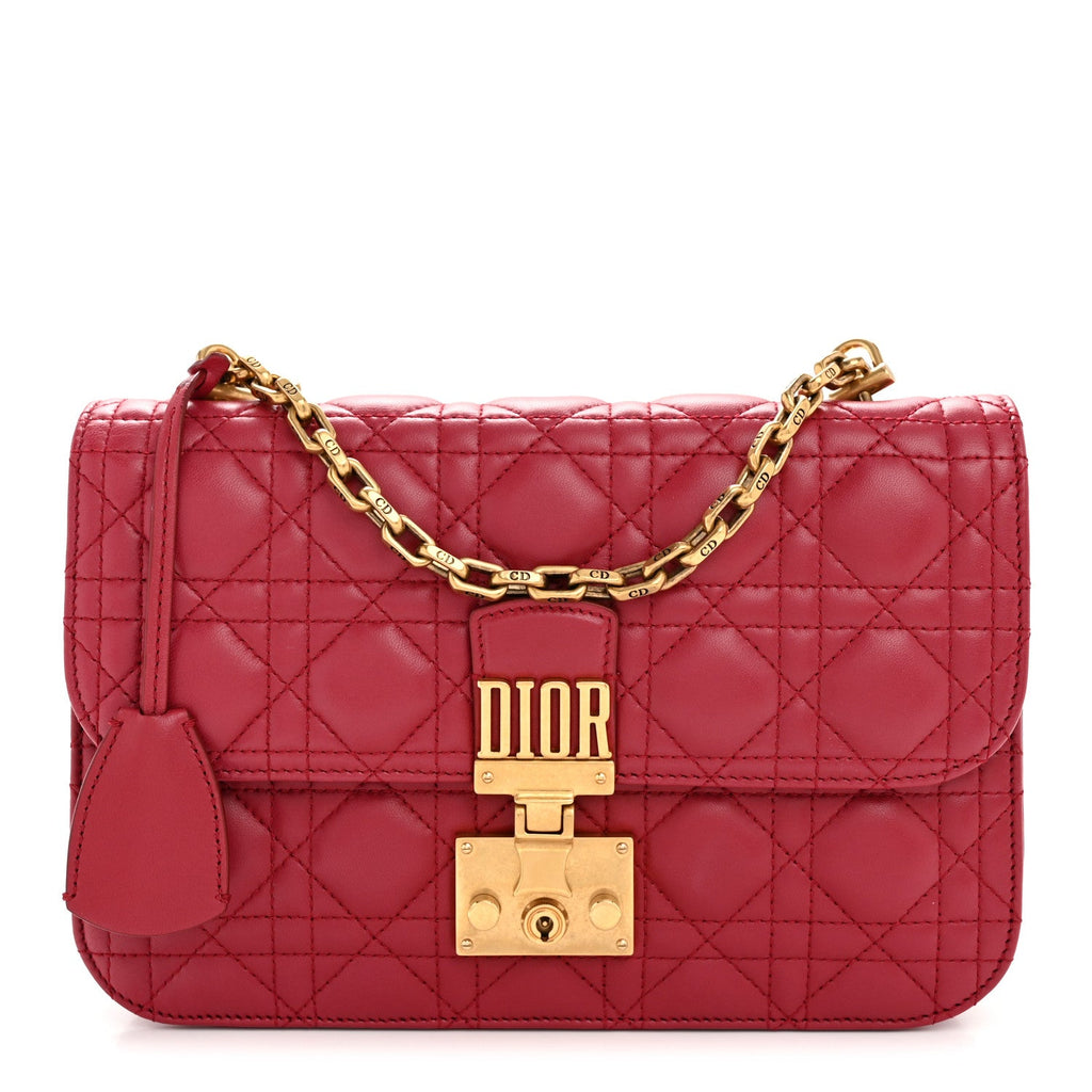 Christian Dior Lambskin Cannage Large Dioraddict Flap Red