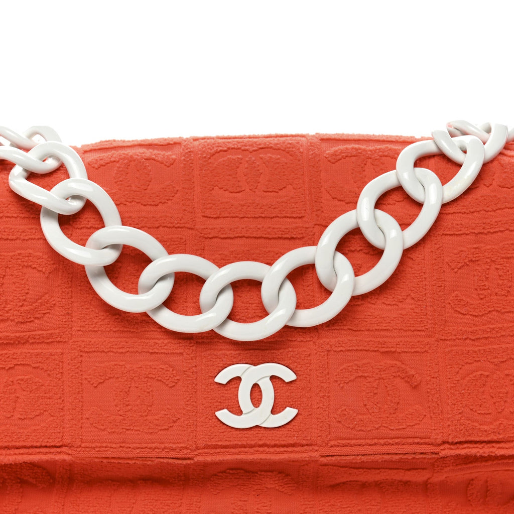 Chanel Terry Cloth CC Medium Single Flap Orange