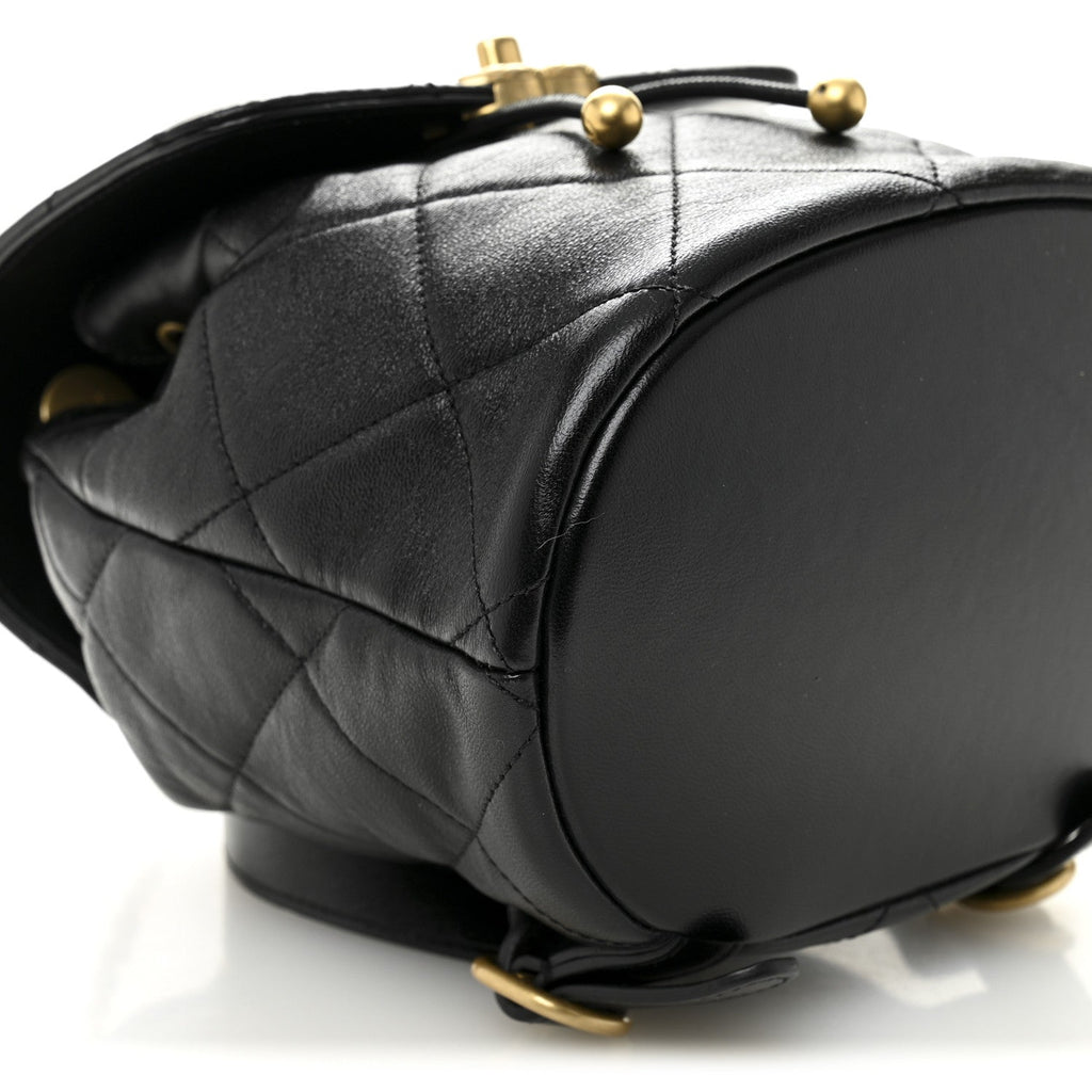 Chanel Lambskin Quilted Logo Mini Backpack Black