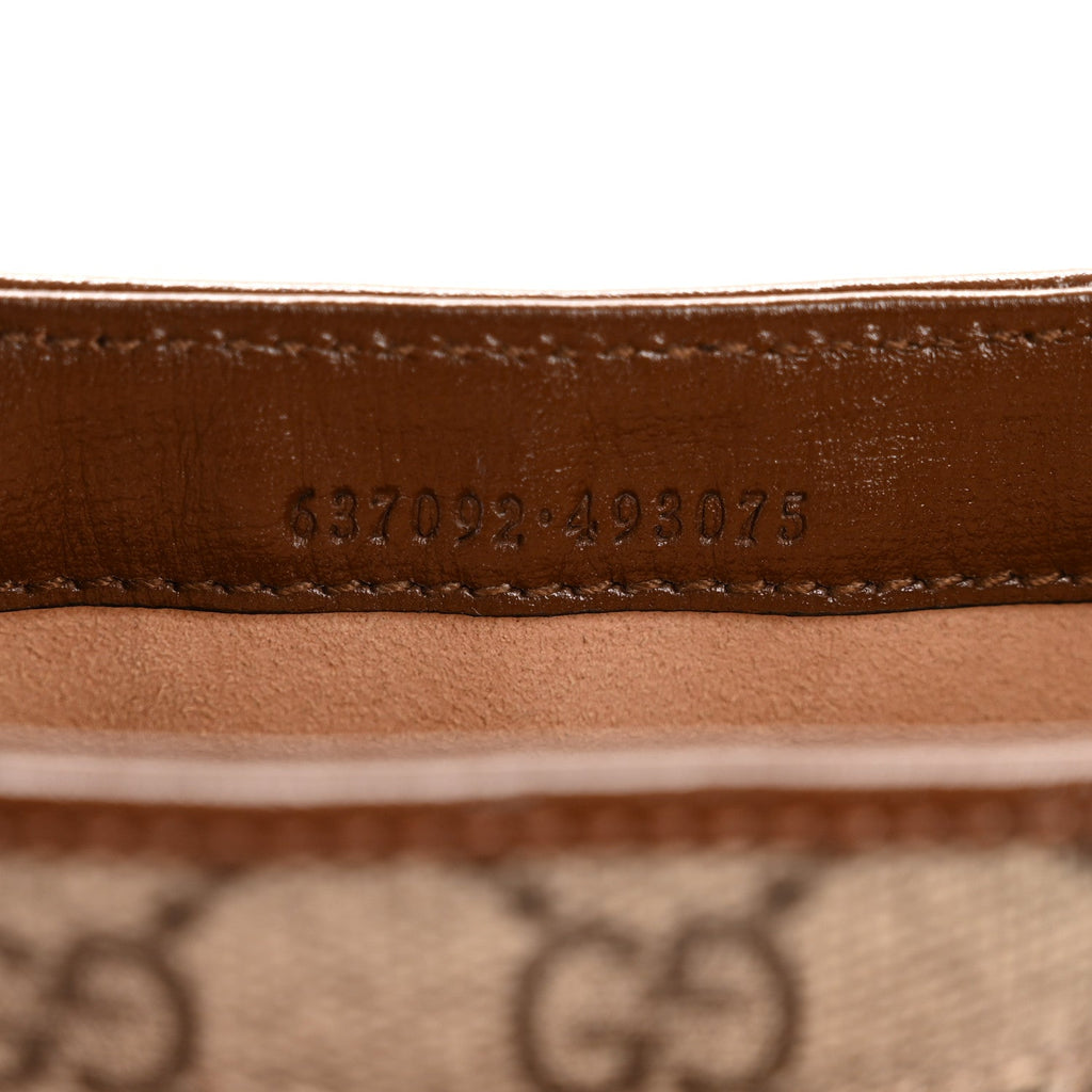 Gucci GG Supreme Monogram Azalea Calfskin Web Mini Jackie 1961 Hobo Beige Ebony Brown Sugar