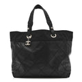 Chanel Coated Canvas Quilted Large Paris Biarritz Tote Black