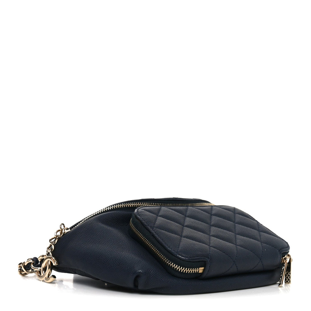Chanel Caviar Quilted Business Affinity Waist Belt Bag Navy