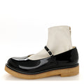 Patent Mary Jane Sock Boots 39 Black White