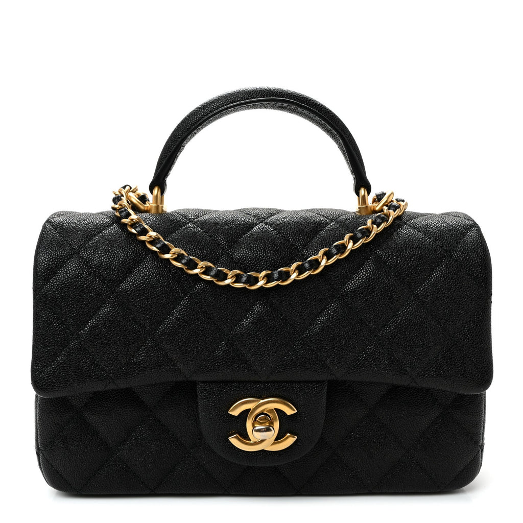 Chanel Caviar Quilted Mini Top Handle Rectangular Flap Black