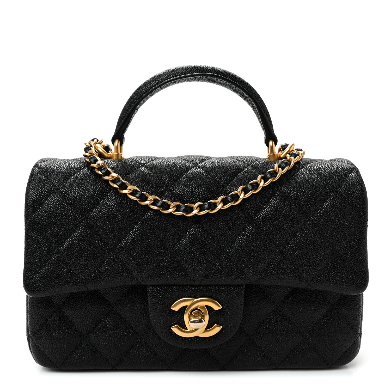 Chanel Caviar Quilted Mini Top Handle Rectangular Flap Black