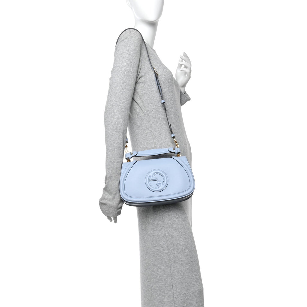 Gucci Roxy Calfskin Medium Blondie Top Handle Bag Cloudy Blue