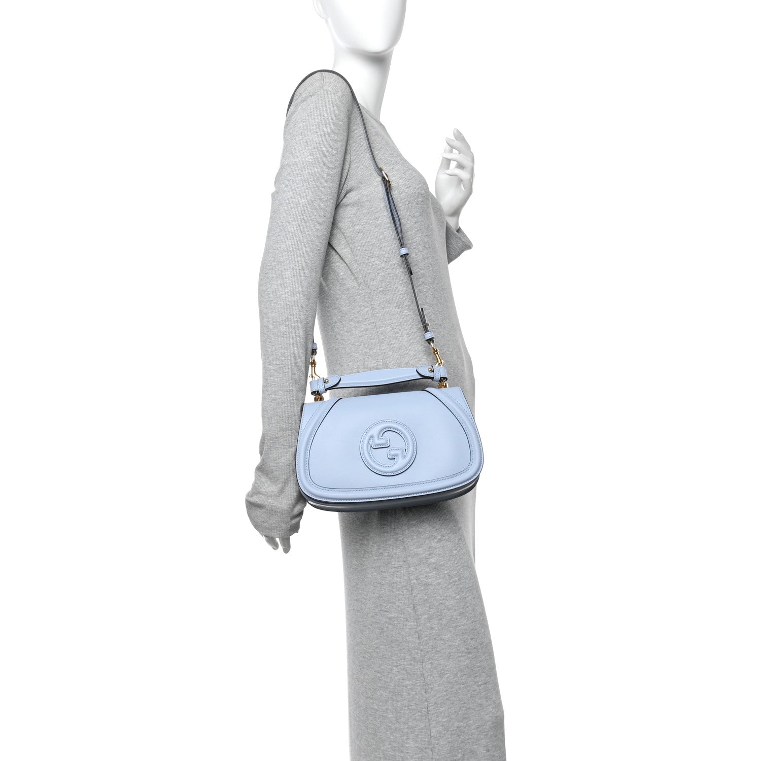 Gucci Roxy Calfskin Medium Blondie Top Handle Bag Cloudy Blue