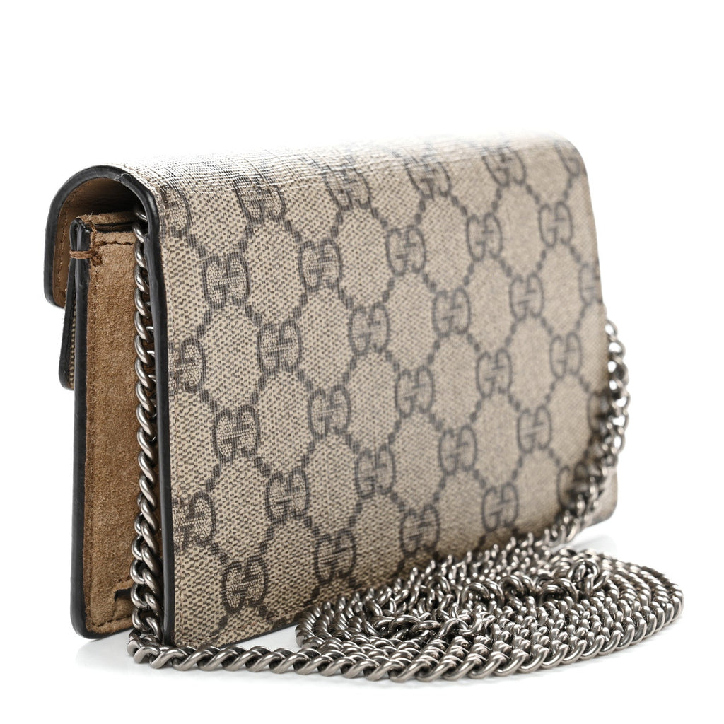 Gucci GG Supreme Monogram Super Mini Dionysus Shoulder Bag Taupe