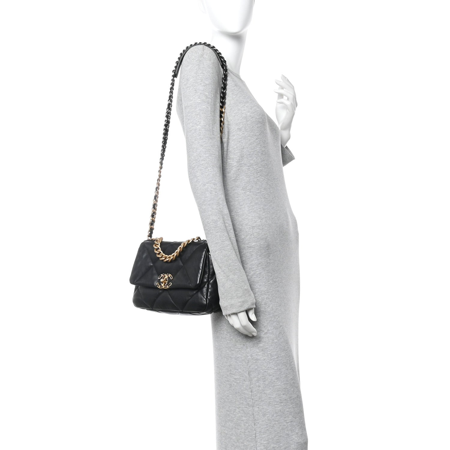 Chanel Lambskin Quilted Medium Chanel 19 Flap Black