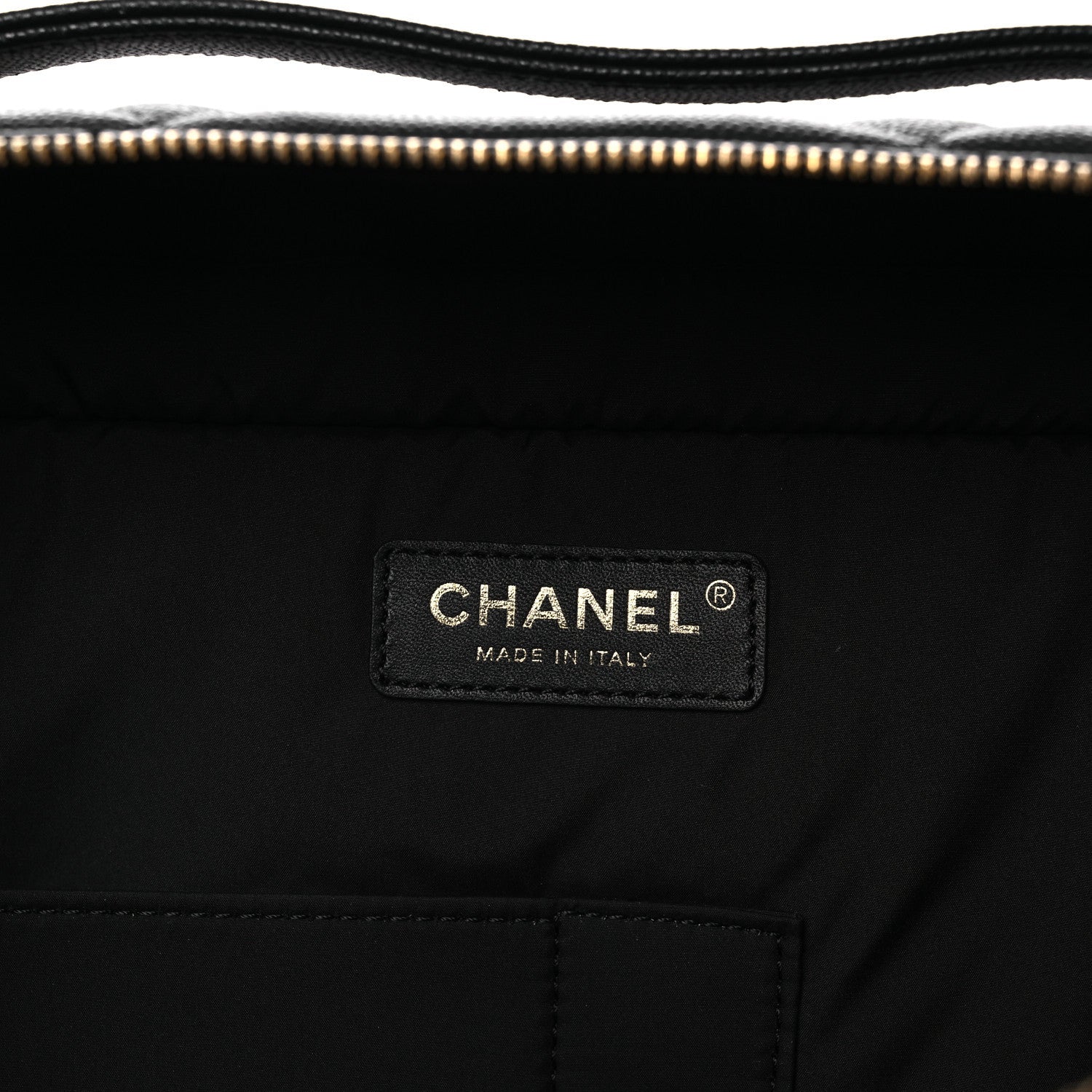 Chanel Shiny Grained Calfskin Quilted Large Travel Bowling Bag Black