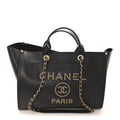 Chanel Caviar Medium Studded Deauville Tote Black