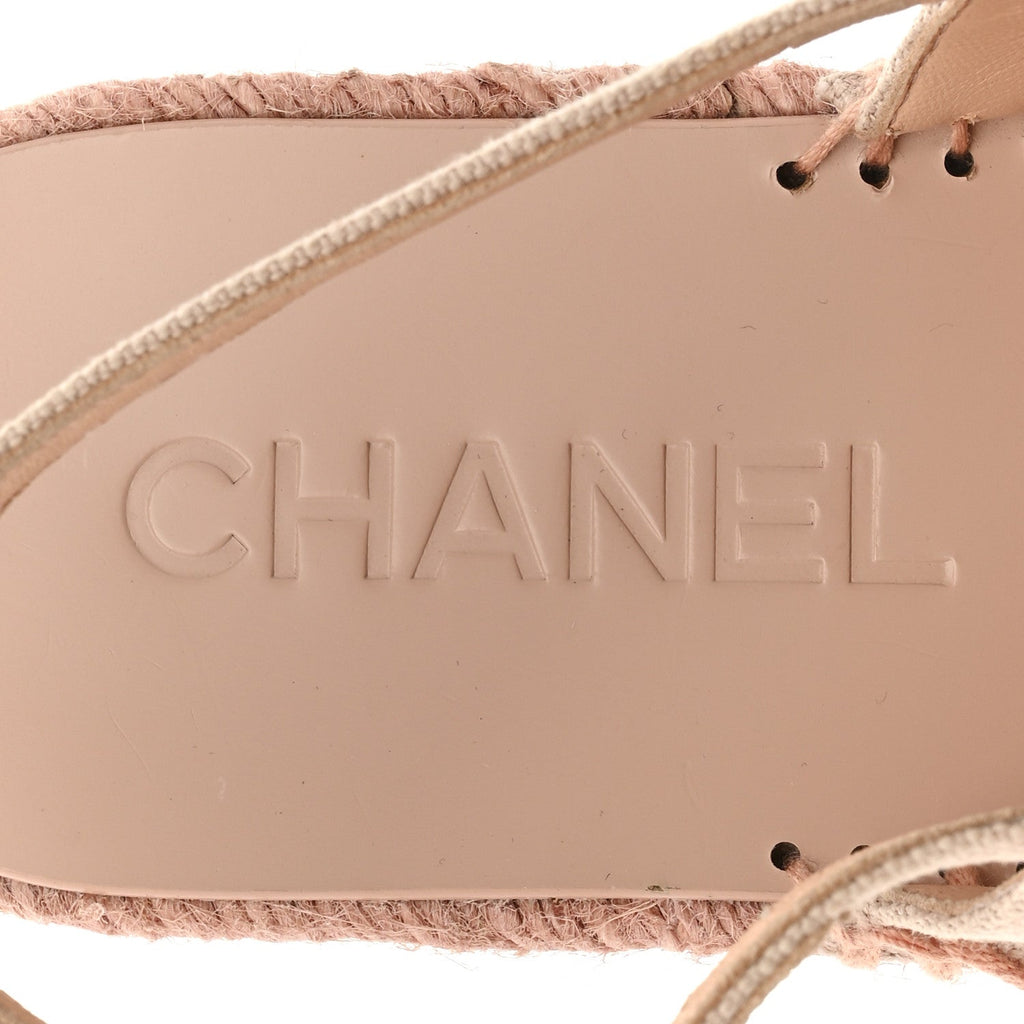 Canvas Strass CC Espadrille Slingback Sandals 38 Pink