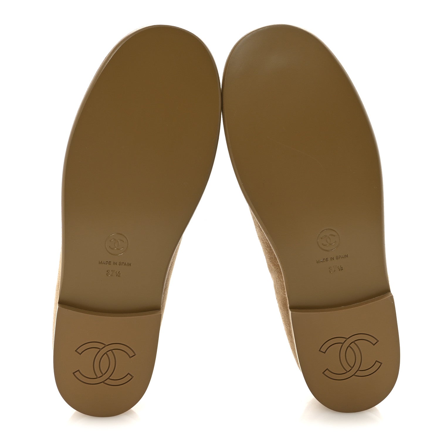 Chanel Suede Calfskin CC Loafers 37.5 Dark Beige