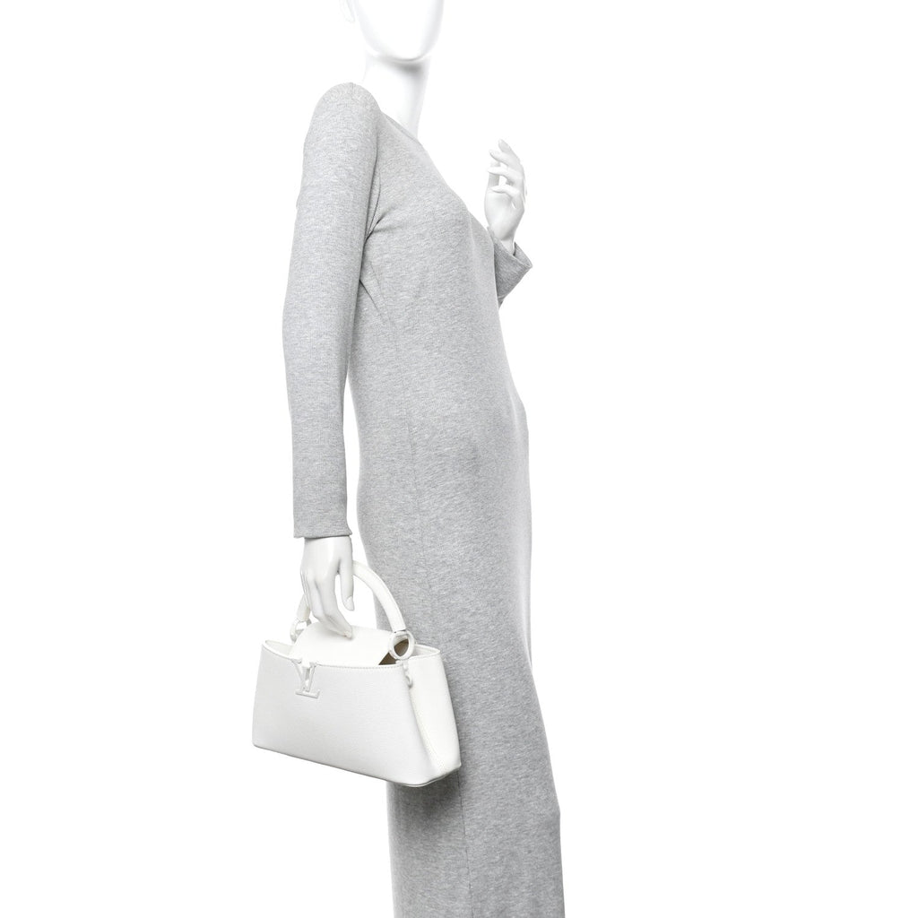 Louis Vuitton Taurillon Capucines East West MM Optic White