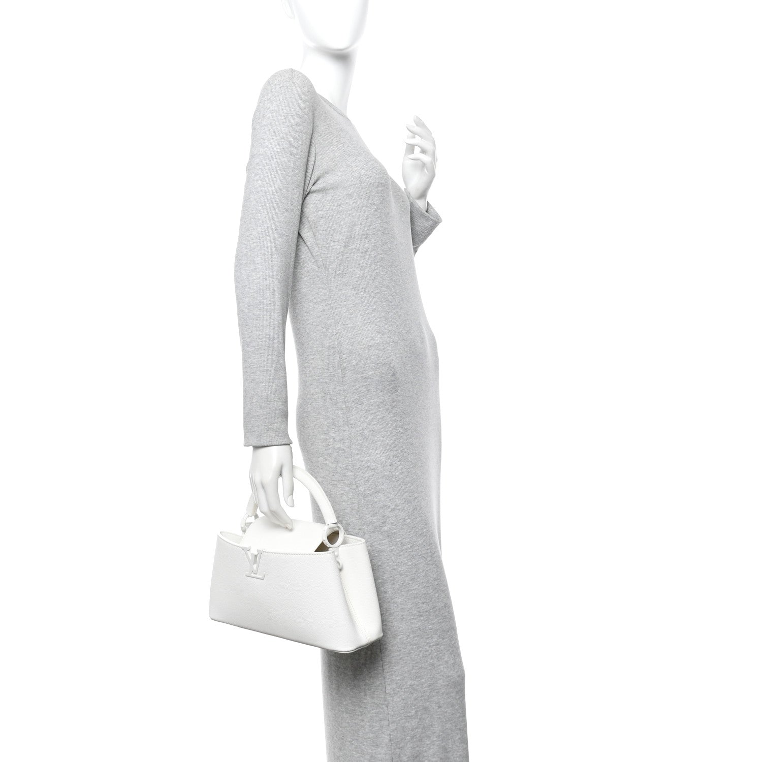 Louis Vuitton Taurillon Capucines East West MM Optic White