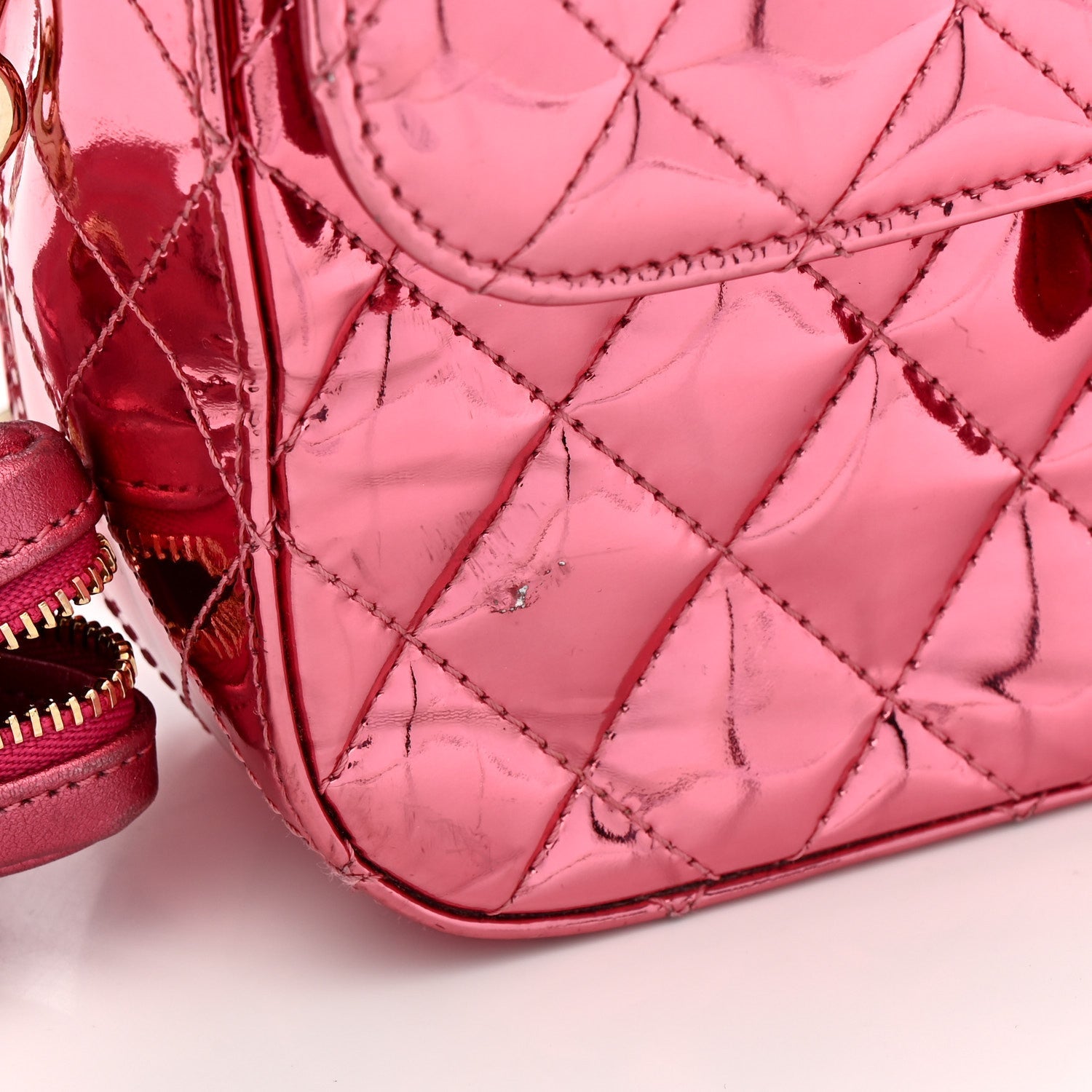 Chanel Mirror Calfskin Metallic Calfskin Quilted Hollywood Boulevard Backpack Pink