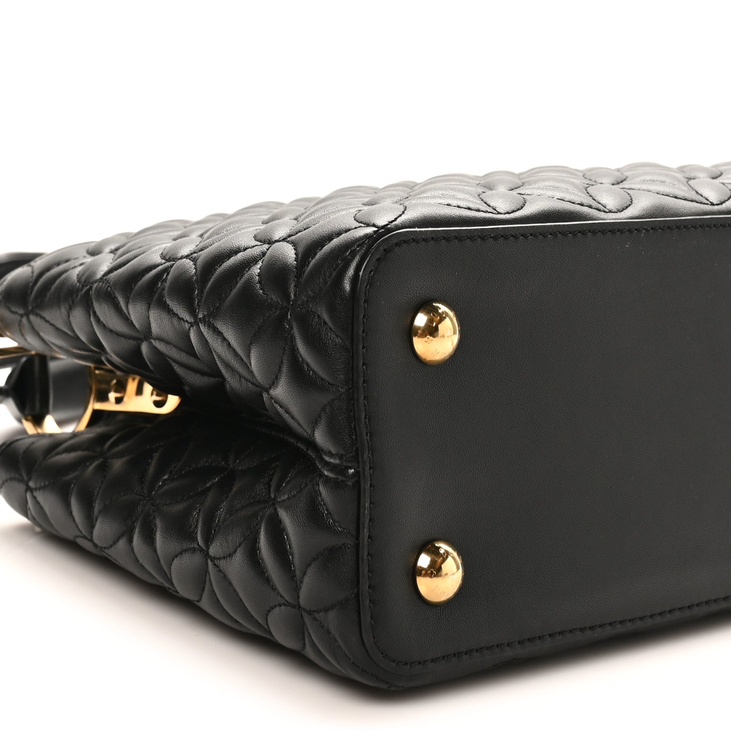 Louis Vuitton Lambskin Quilted Flower Capucines PM Black