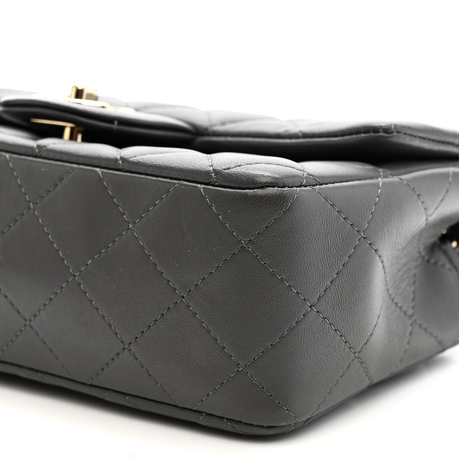 Chanel Lambskin Quilted Mini Rectangular Flap Dark Grey